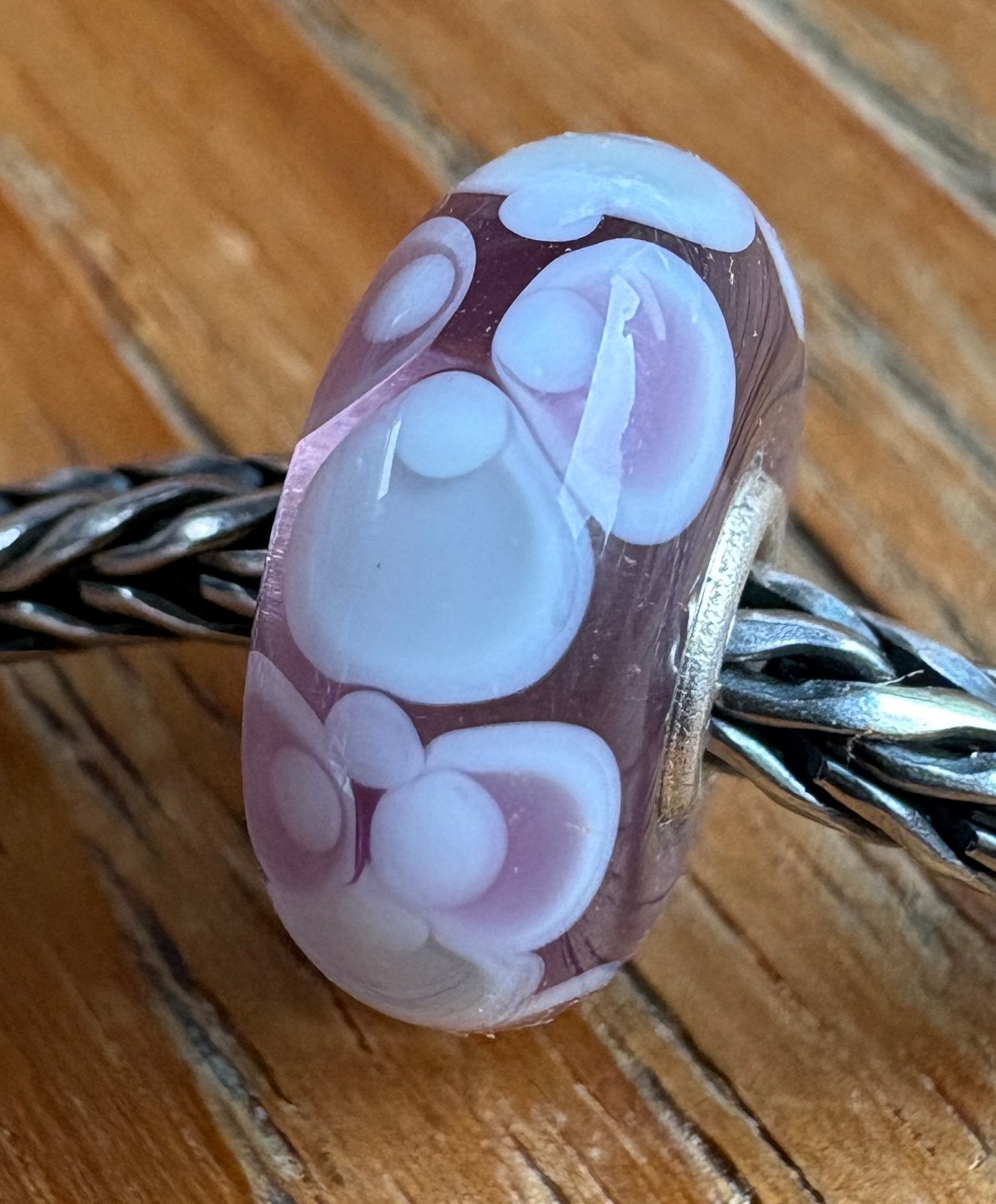 Trollbeads Uniekje Roze/Wit NIEUW, Sieraden, Tassen en Uiterlijk, Bedels, Verzenden, Nieuw, Glas of Kristal, Trollbeads