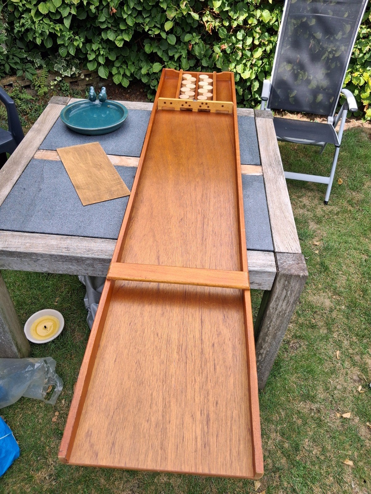 Sjoelbak  houten sjoelspel 2 meter homas 30 schijven, Hobby en Vrije tijd, Een of twee spelers, Ophalen of Verzenden, Gebruikt