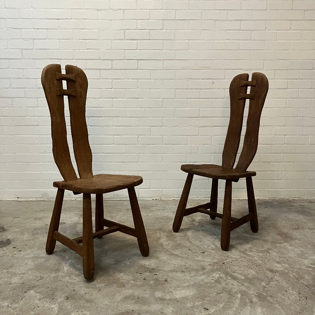 Vintage brutalist De Puydt stoelen kunst object, Ophalen, Gebruikt, Bruin, Vijf, Zes of meer stoelen