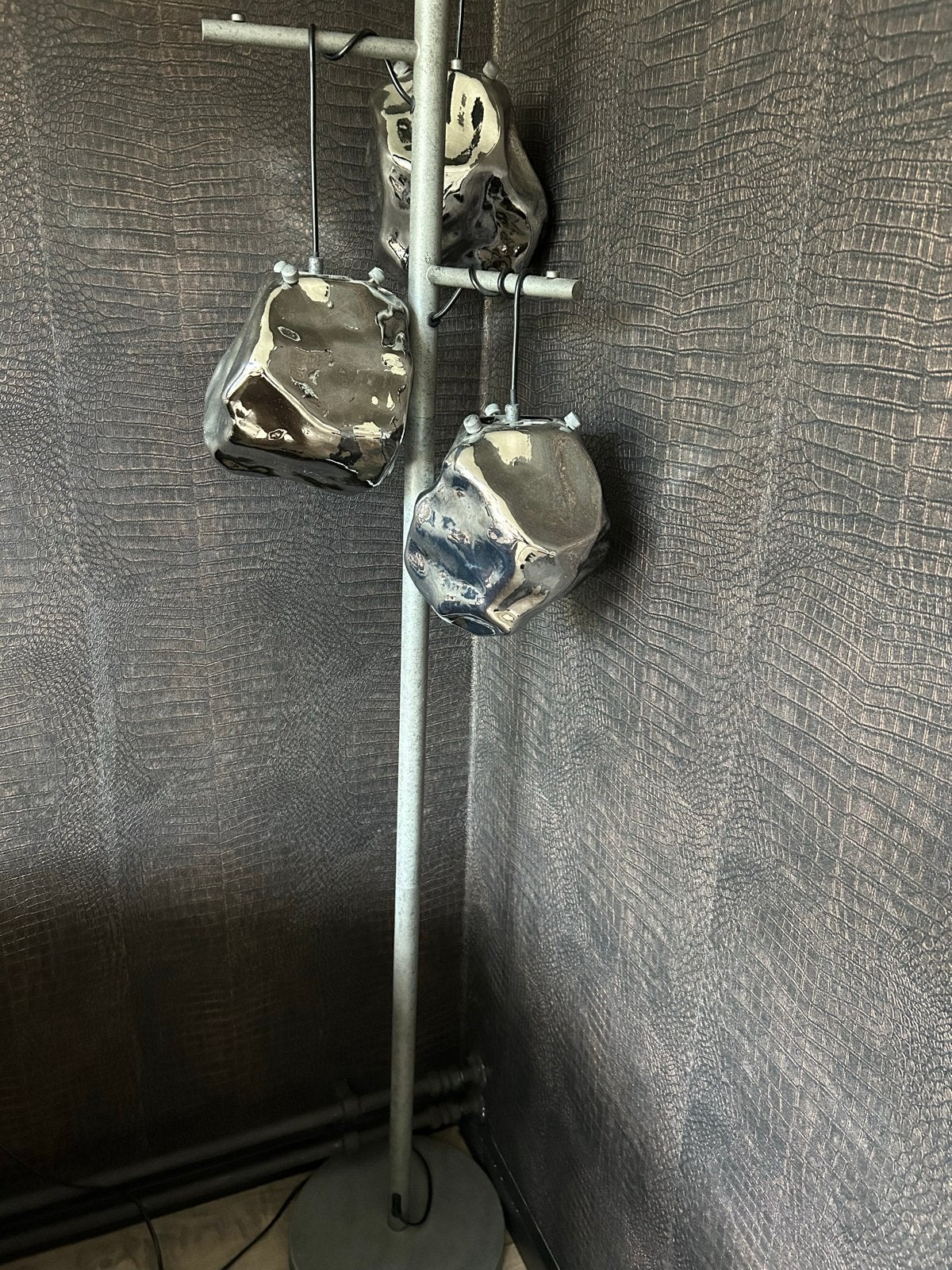 Moderne vloerlamp met 3 unieke 'rots' lampen, Gebruikt, Overige fittingen, Ophalen of Verzenden, Glas