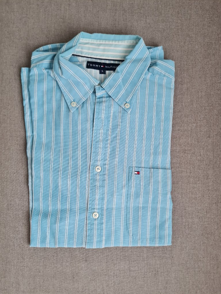 Tommy Hilfiger overhemd maat L, Kleding | Heren, Overhemden, Blauw, Tommy Hilfiger, Ophalen of Verzenden, Halswijdte 41/42 (L)