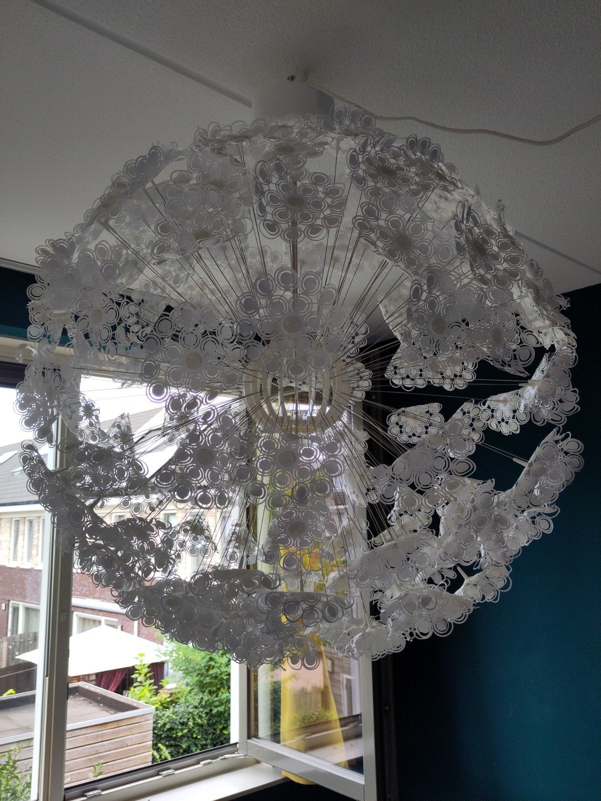 IKEA Maskros hanglamp - Witte bloemlamp, Ophalen, Gebruikt, Modern, Speels, Bloem, E27 (groot)