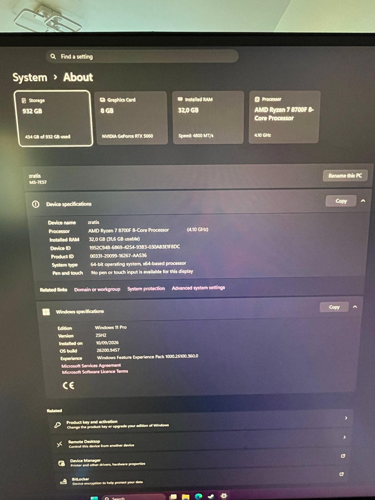 Foto 5 van Gaming set Ryzen 7 RTX5060 8GB DDR5 32GB RAM