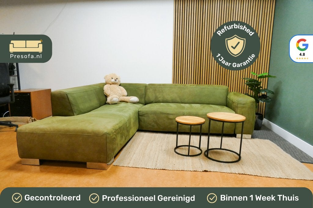 Hoekbank Montèl Microvezel Groen [Refurbished], 250 tot 300 cm, -, -, Hoekbank