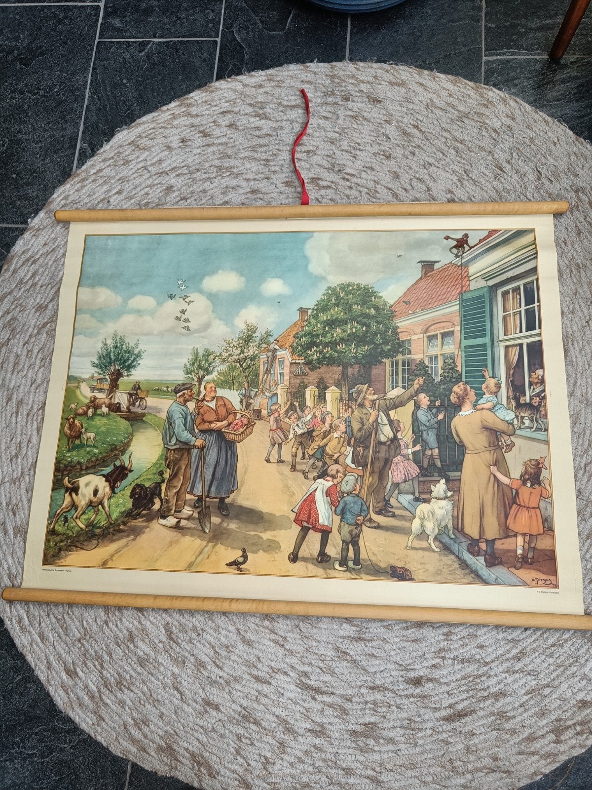 Vintage Vertelplaat Hoogeveens leesplank - J.B. Wolters, Antiek en Kunst, Ophalen of Verzenden