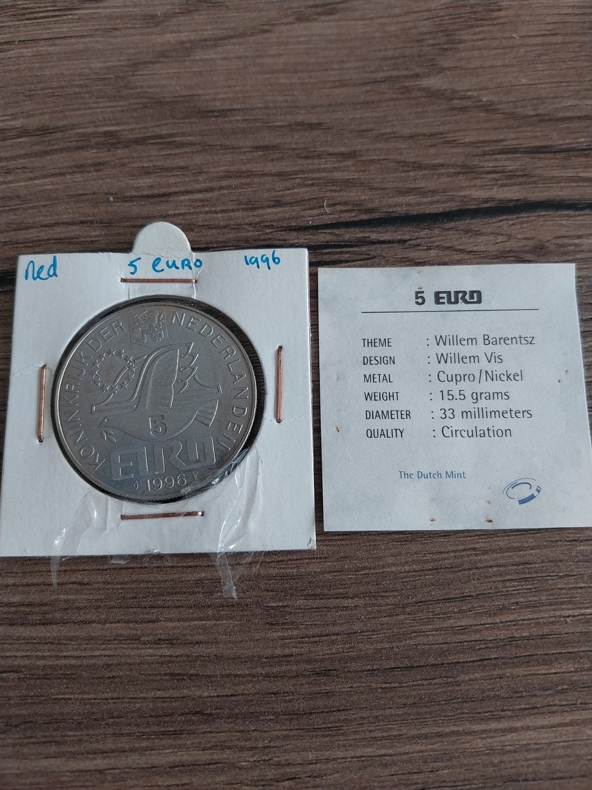 Nederland 5 Euro 1996 Willem Barentsz Cupro/Nikkel, Postzegels en Munten, Munten | Nederland, Ophalen of Verzenden, Euro's, Losse munt