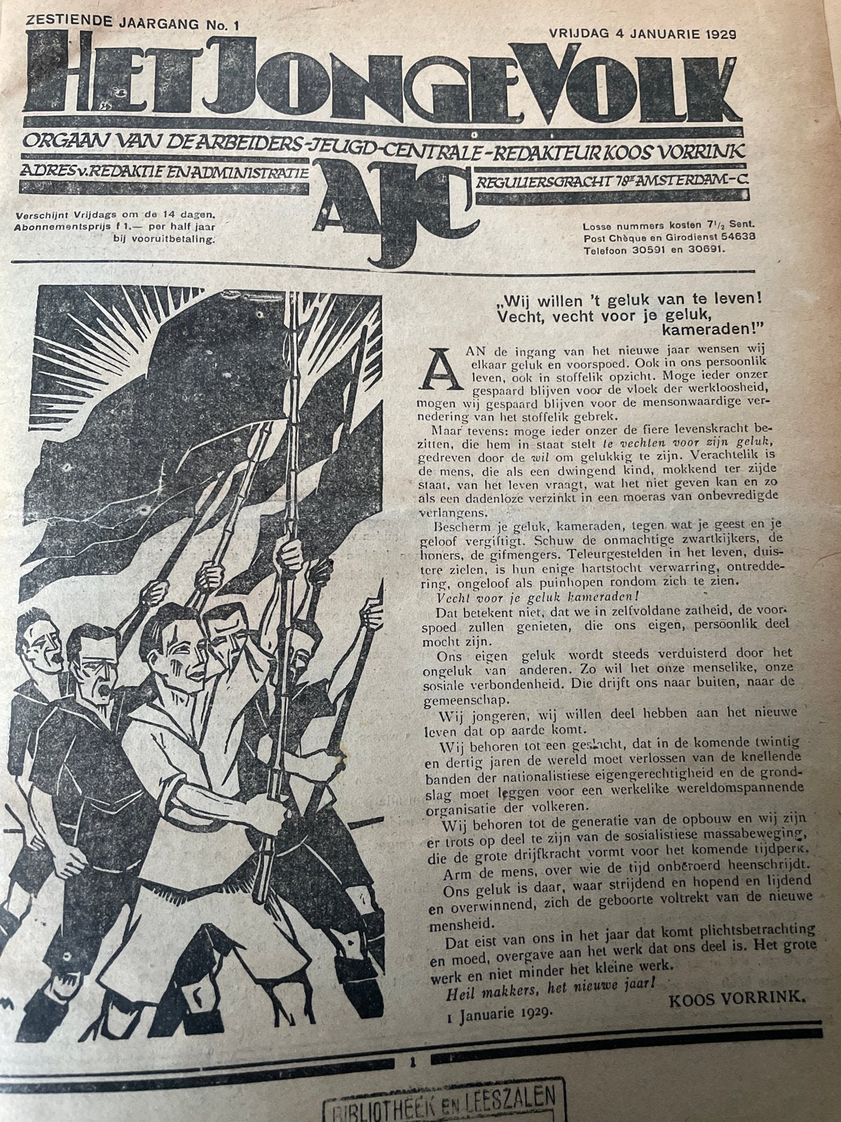 Het Jonge Volk - Zestiende Jaargang No. 1 (1929), Boeken, Tijdschriften en Kranten, Ophalen of Verzenden, Gelezen, Overige typen