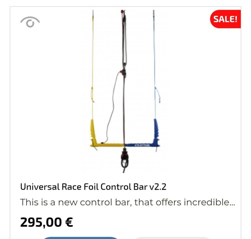 Universal Race Kite Foil Control Bar kitebar, Watersport en Boten, Kitesurfen, Geen board, Ophalen of Verzenden, Gebruikt, Bar