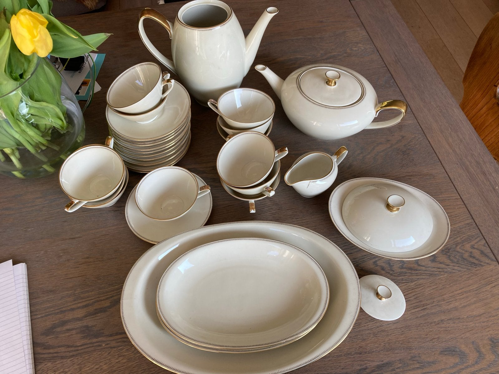 Rheinpfalz Servies crème met gouden rand, Ophalen, Overige merken, Vintage, Zo goed als nieuw