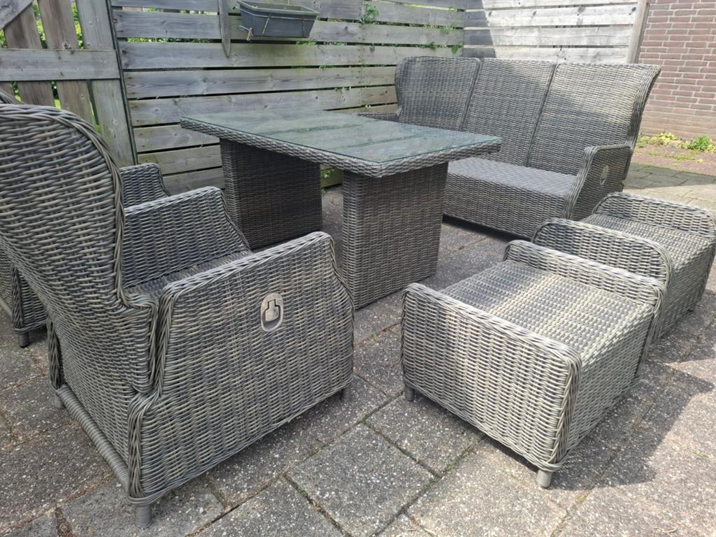 Lounge diningset met verstelbare leuningen - 6 personen, Tuin en Terras, Bank, Gebruikt, 6 zitplaatsen, Ophalen of Verzenden