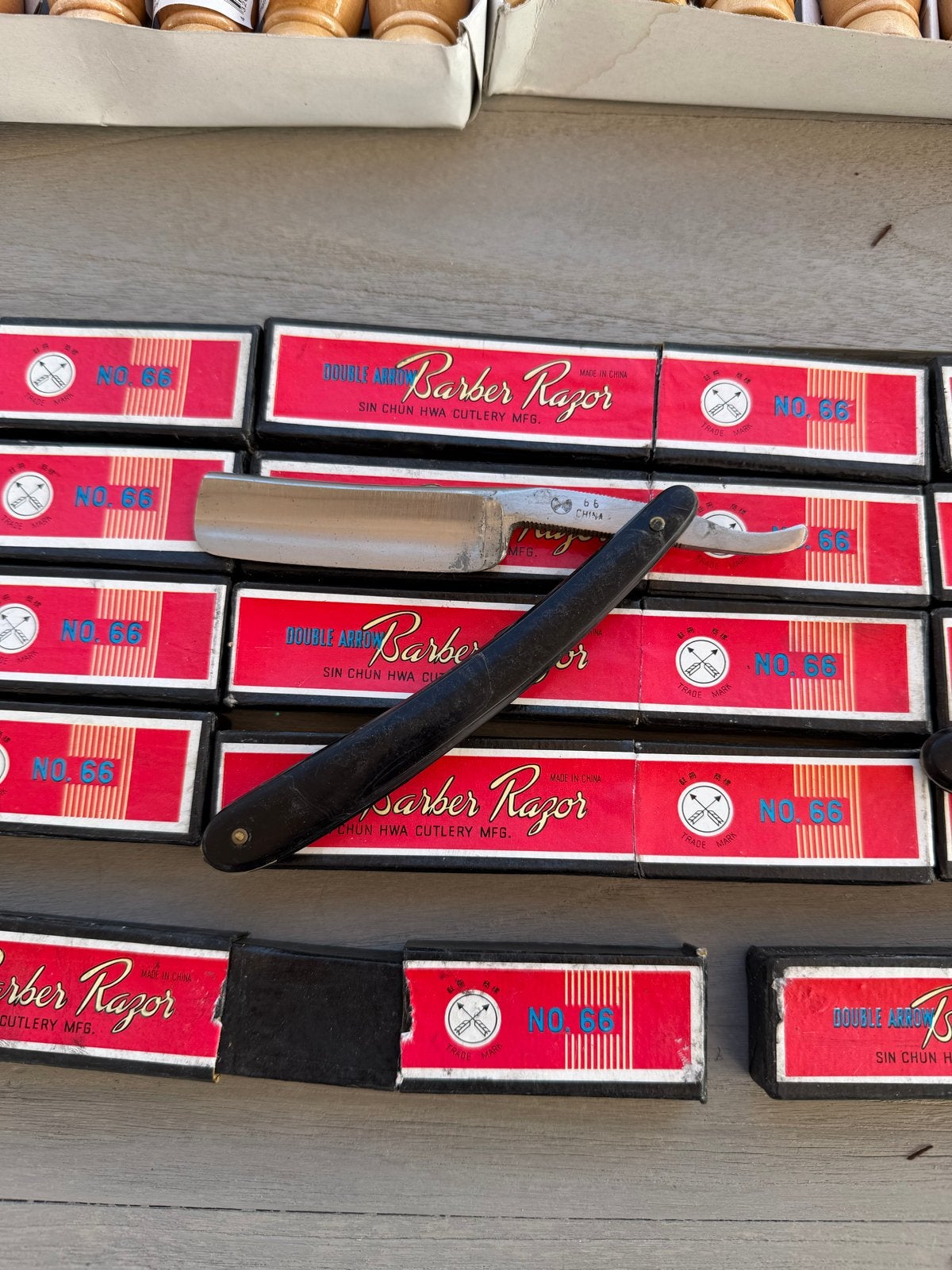 Vintage Scheerset: Scheerkwasten en klap Scheermessen, Ophalen