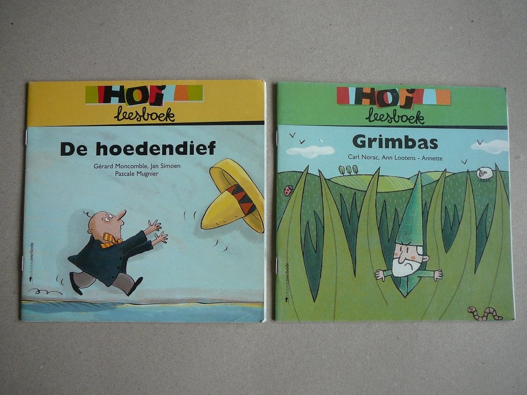2 hoi leesboekjes, de hoedendief en grimbas, Ophalen of Verzenden, Zo goed als nieuw, 3 tot 4 jaar