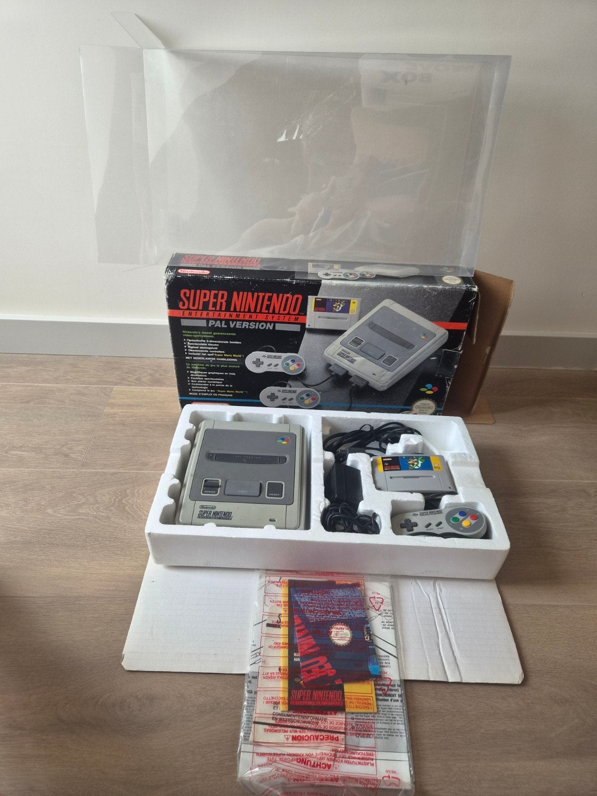 Super Nintendo Entertainment System PAL met boxprotector, Spelcomputers en Games, Spelcomputers | Nintendo Super NES, Gebruikt