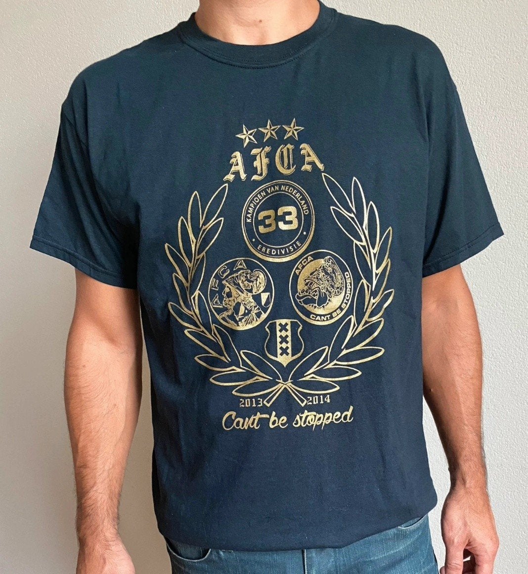 Vintage Retro Ajax AFCA Shirt Zwart Maat L Nieuw Collectors, Kleding | Heren, Maat 52/54 (L), Verzenden, Zwart, Nieuw