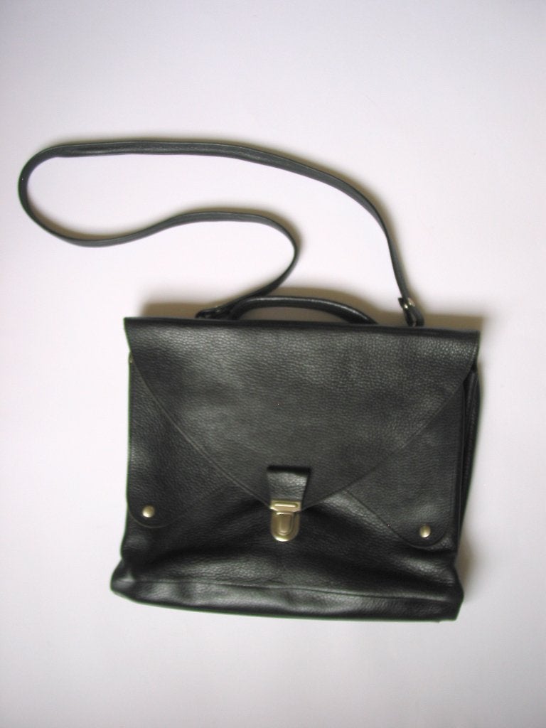 vintage schoudertas Groom Paris envelop zwart leer, Overige merken, Gebruikt, Zwart, Ophalen of Verzenden