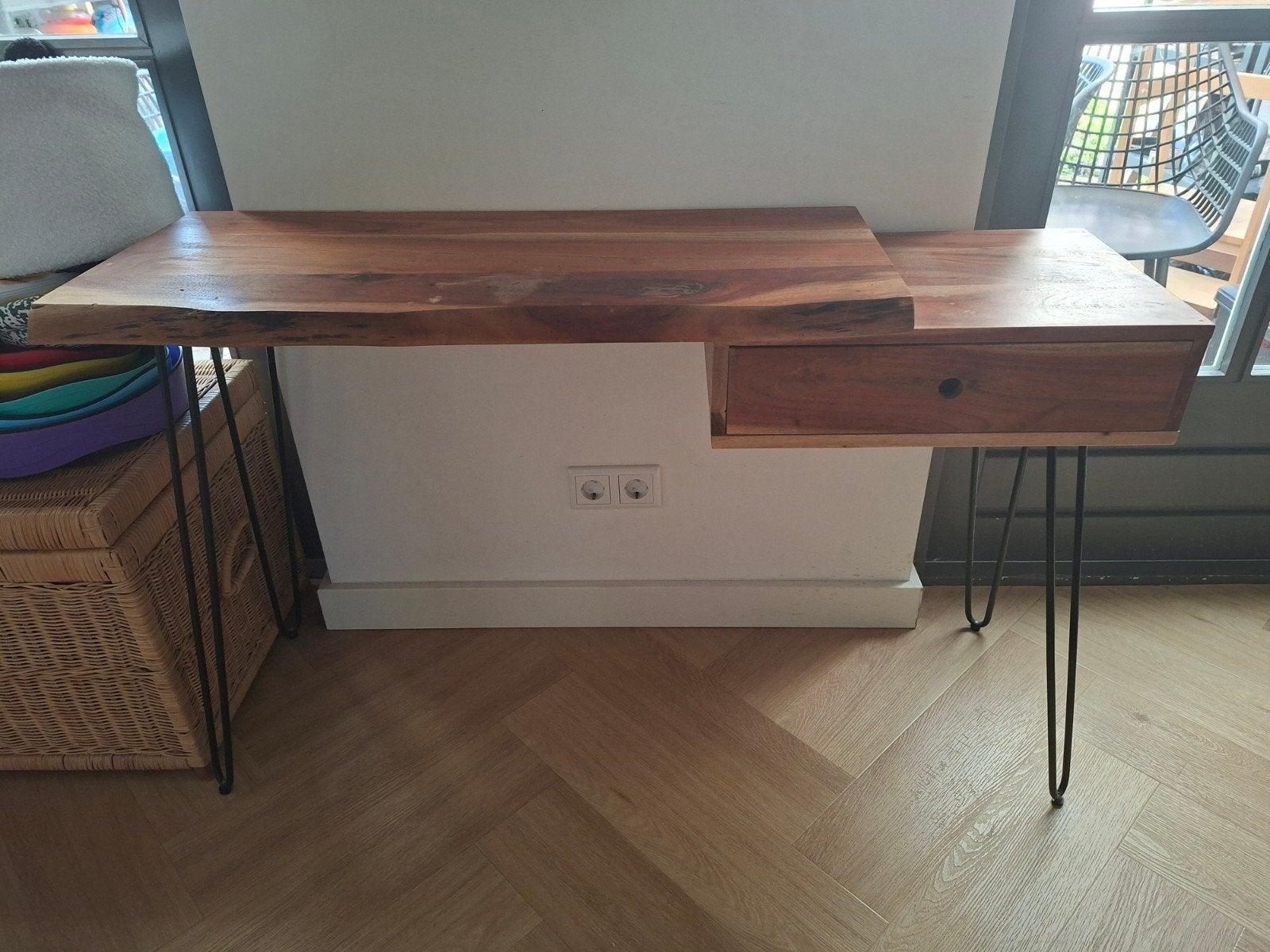 Kaptafel/Sidetable 120x40 massief mango hout, Huis en Inrichting, Tafels | Sidetables, Gebruikt, 100 tot 150 cm, Industrieel, Modern, Landelijk