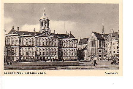 Ansichtkaart 	Amsterdam	Koninklijk Paleis op de Dam, Verzenden, 1940 tot 1960, Ongelopen, Noord-Holland