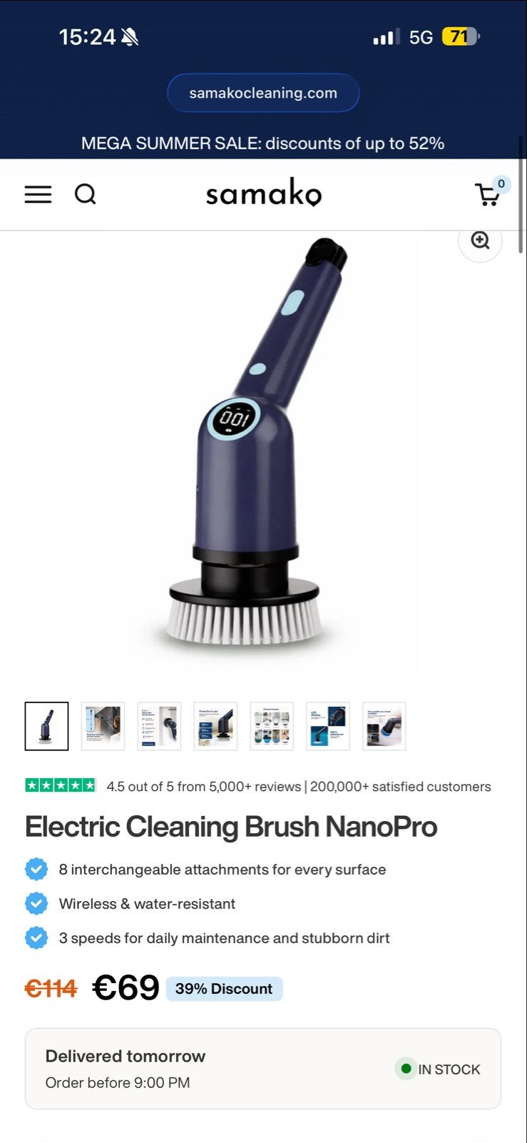 Samako Nano Pro Elektrische Schrobborstel met Steel, Ophalen of Verzenden, Bezem of Borstel