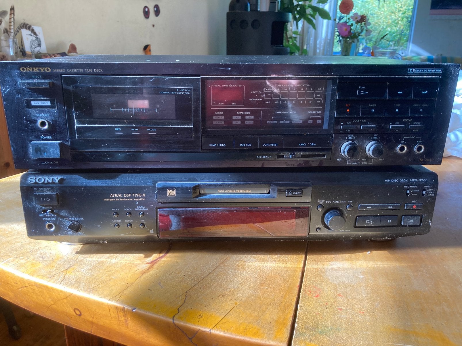 onkyo cassette tape deck en sony mini disc deck, Ophalen, Gebruikt, Stereo, Onkyo