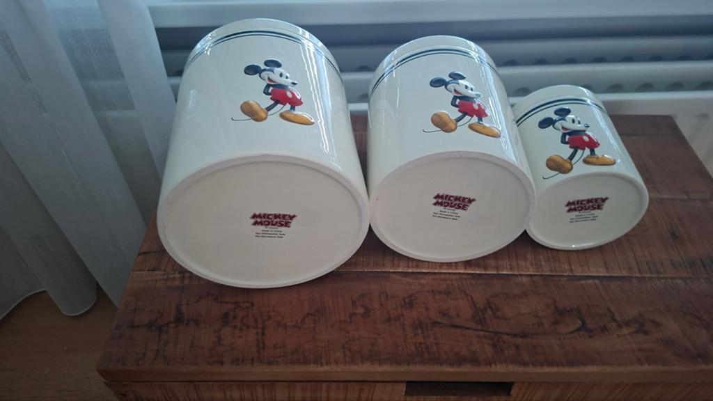 Set van 3 Disney Mickey Mouse voorraadpotten uit Amerika, Ophalen of Verzenden, Mickey Mouse, Gebruikt, Servies
