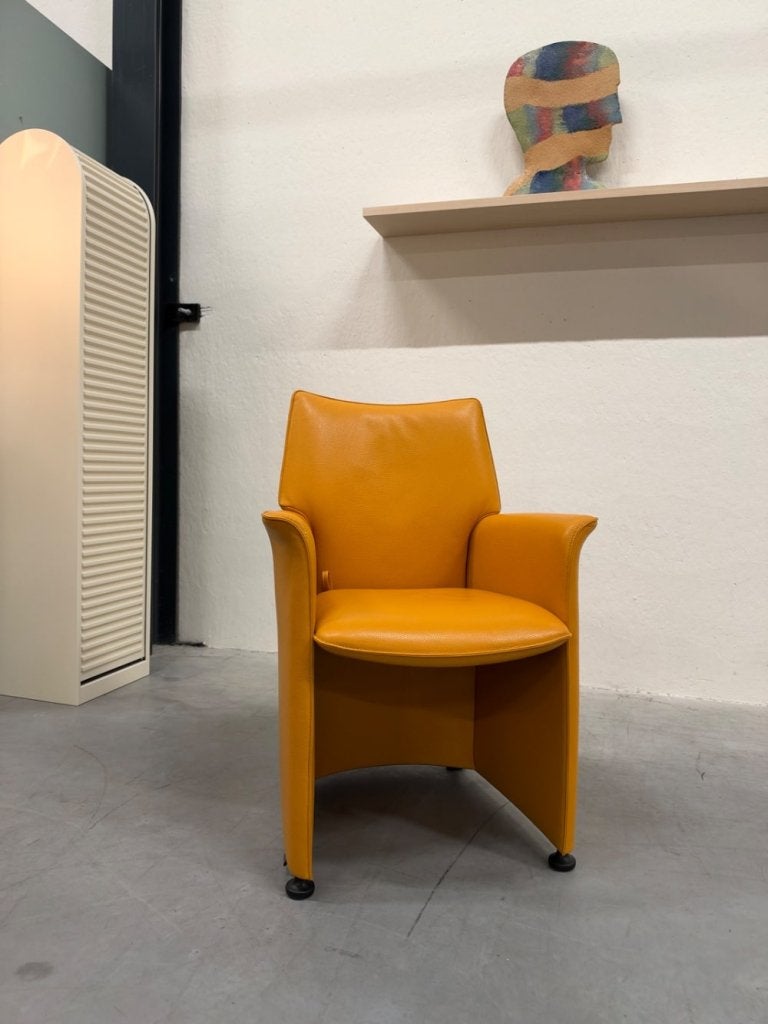 6 Nieuwstaat Leolux Tanarinde eetkamerstoel geel leer Stoel, Huis en Inrichting, Leolux, Overige kleuren, Info@leolux.nl, Nieuw