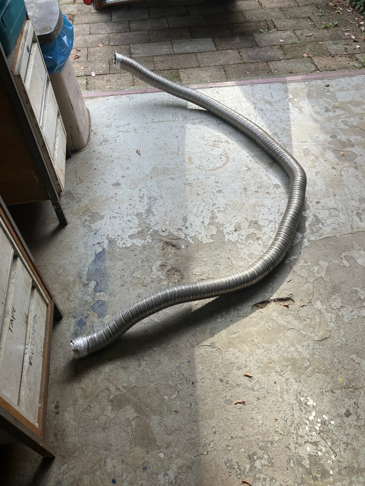 RVS flexibele pijp 60mm, 2.5m - Verwarming/Lucht, Ophalen of Verzenden, Gebruikt