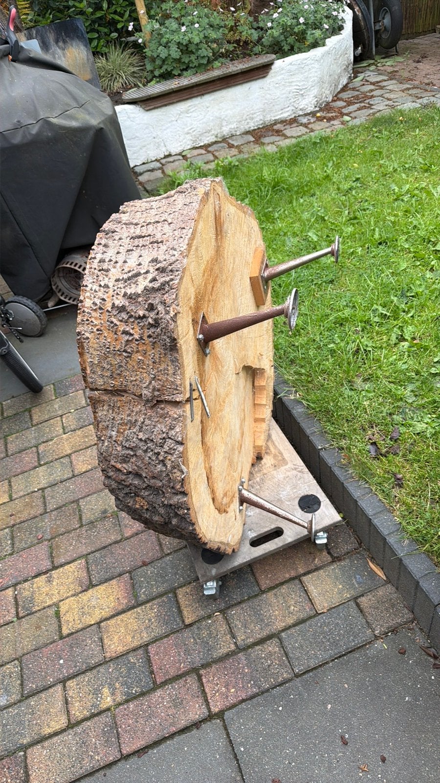 Boomstamtafel, 2 zitplaatsen, Gebruikt, Bijzettafel, Ophalen of Verzenden