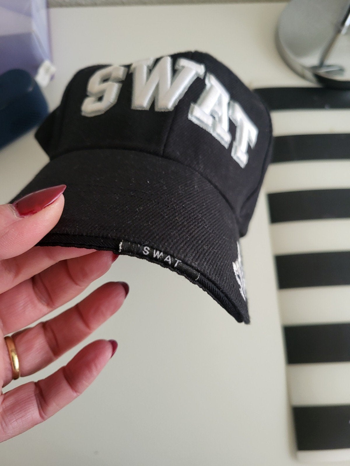 Zwarte SWAT pet - One size fits all, One size fits all, Ophalen of Verzenden, Pet, Onbekend