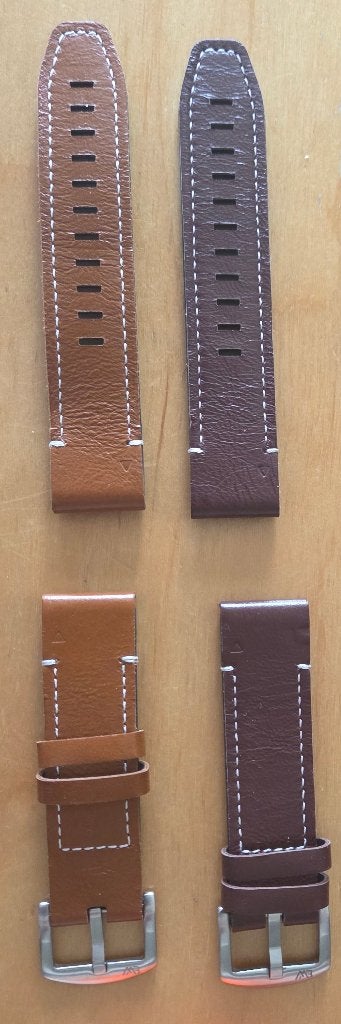 2x leren QuickFit 22 mm horlogeband met metalen gesp, Zwart, Nieuw, Ophalen of Verzenden, Garmin Fenix 8 Pro