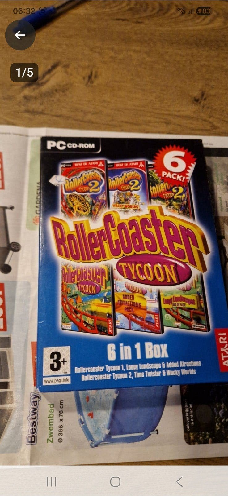 RollerCoaster Tycoon 1 & 2 6-pack PC-CD-ROM, Spelcomputers en Games, Games | Pc, Gebruikt, 1 speler, Ophalen of Verzenden, Vanaf 3 jaar