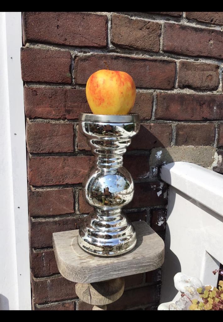 Kaarsenkandelaar kleur: zilver -spiegelglas, kandelaar glas, Ophalen of Verzenden, Zilver, Overige materialen, Kaars