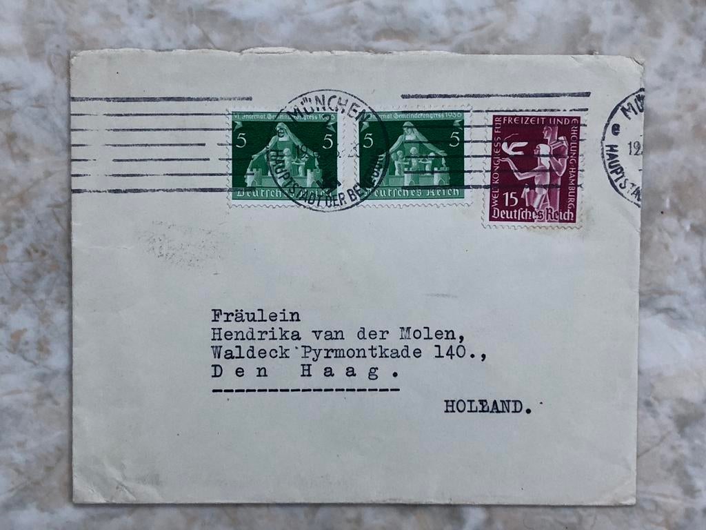 Envelop, zonder inhoud, gestempeld München 19.8.36., Verzenden, Envelop