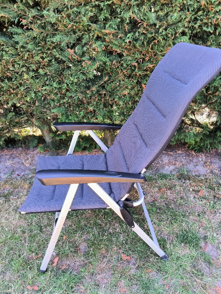 Campingstoel zwart/grijs groot, Caravans en Kamperen, Ophalen, Gebruikt, Campingstoel
