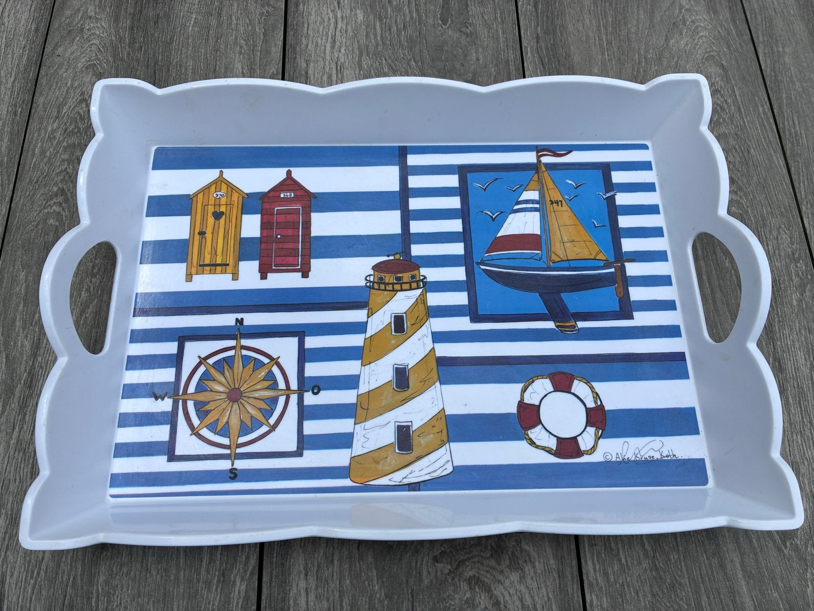 Kunststof dienblad Watersport-Strand, 46x32x6,5 cm, Ophalen of Verzenden, Zo goed als nieuw, Rechthoekig, Kunststof