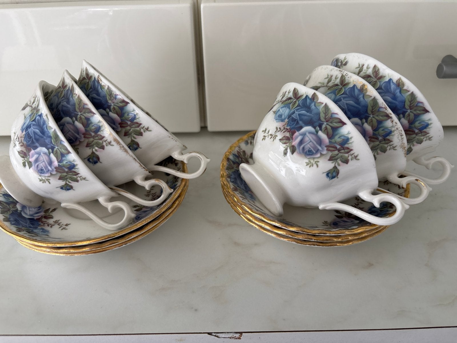 Royal Albert Moonlight Rose theekopjes en schotels (6 sets), Ophalen of Verzenden