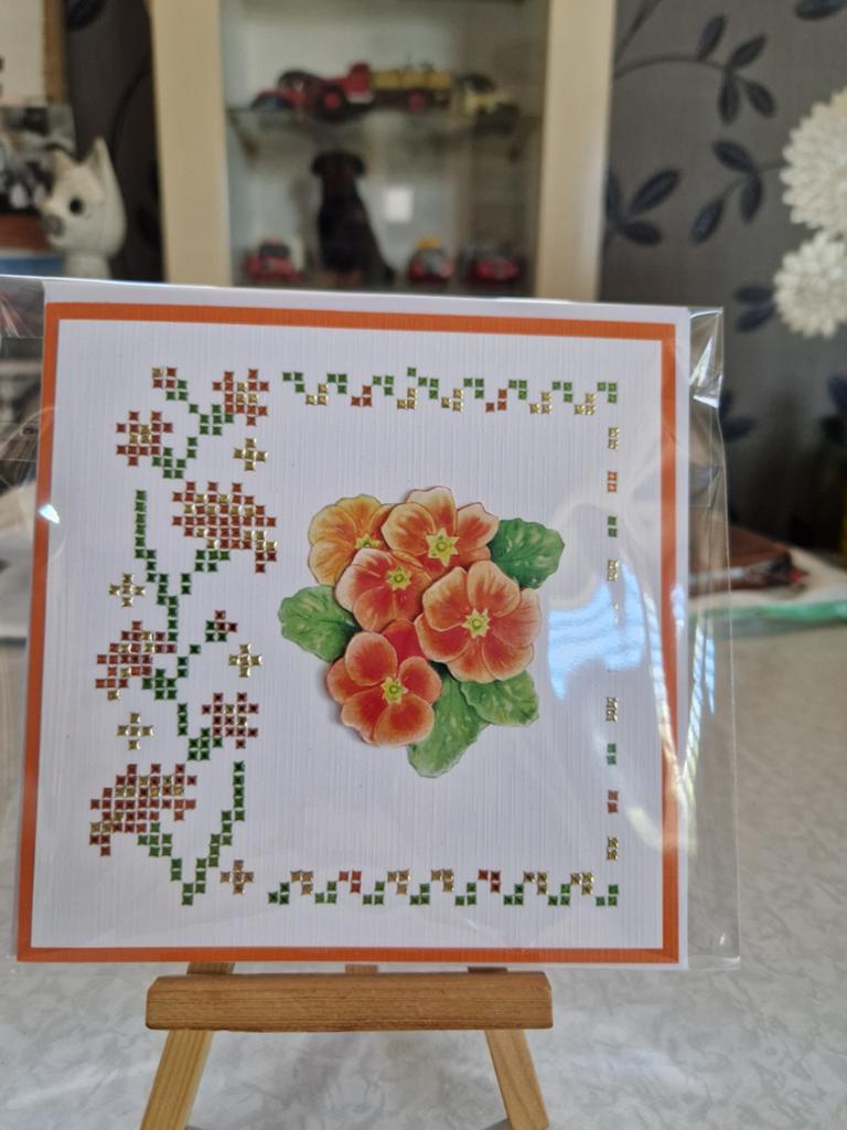 Kaartje hobbydots sparkles oranje bloemen, Ophalen of Verzenden, Nieuw, Overige thema's