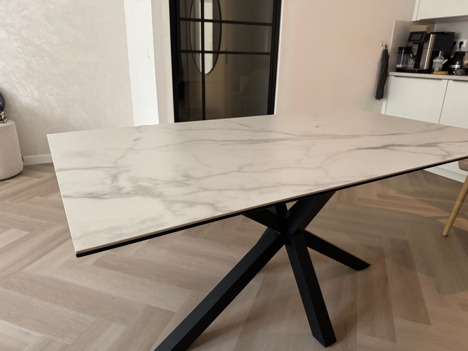 Eettafel Keramiek Marmerlook (sohome), Huis en Inrichting, Ophalen, 50 tot 100 cm, Zo goed als nieuw, 150 tot 200 cm