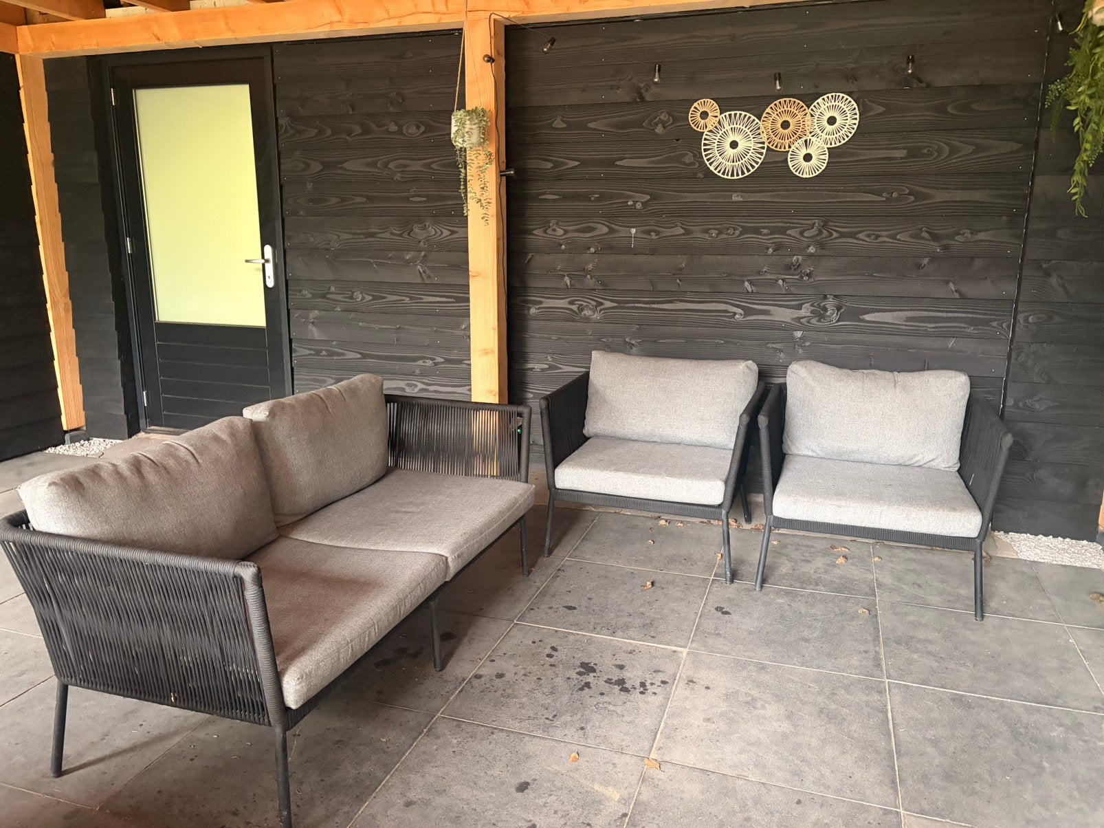 Zwarte loungeset, Tuin en Terras, Tuinsets en Loungesets, Ophalen, Gebruikt, Loungeset, Bank