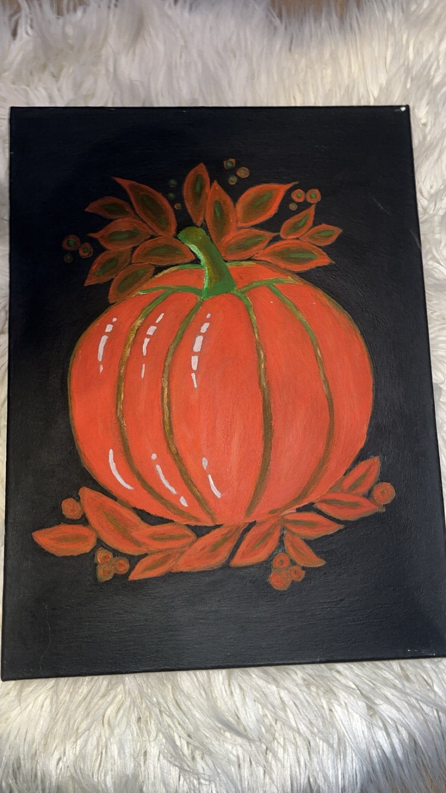 Schilderij van een pompoen, Ophalen of Verzenden