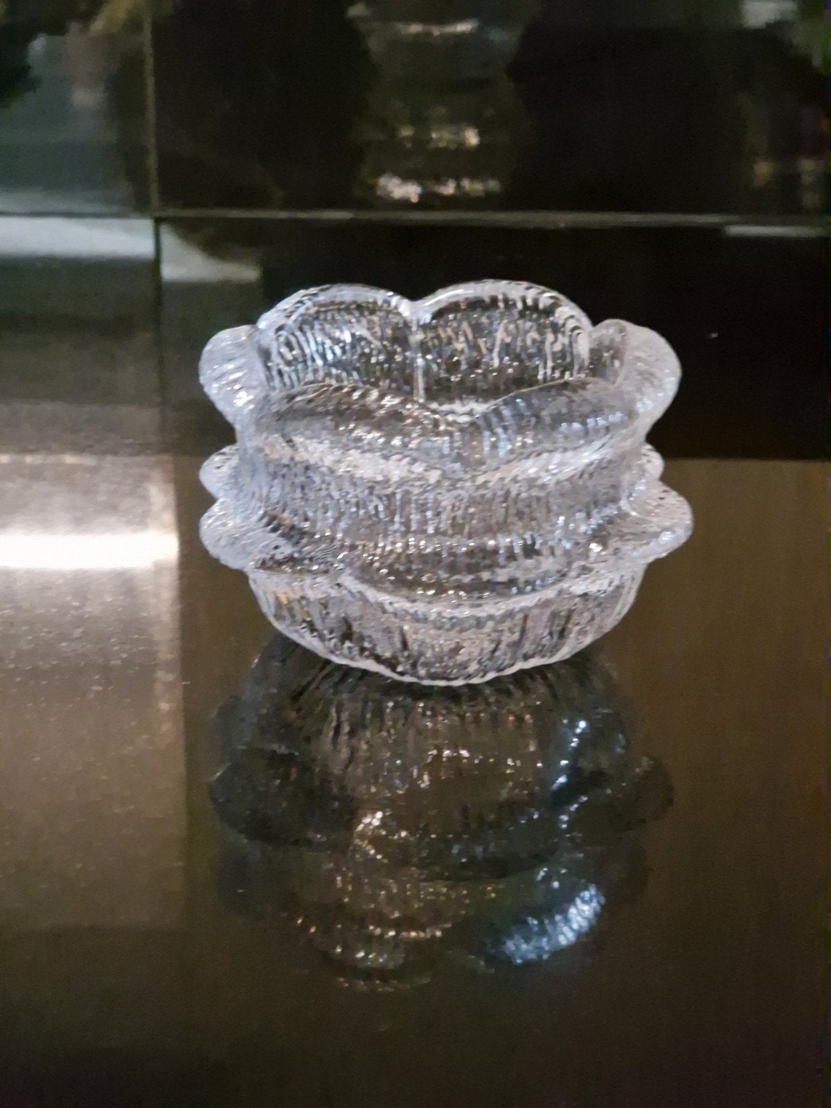 Vintage Holmegaard Waxinelichthouder"Waterlelie"Sidse Werner, Ophalen of Verzenden, 7 cm, Kandelaar, Glas