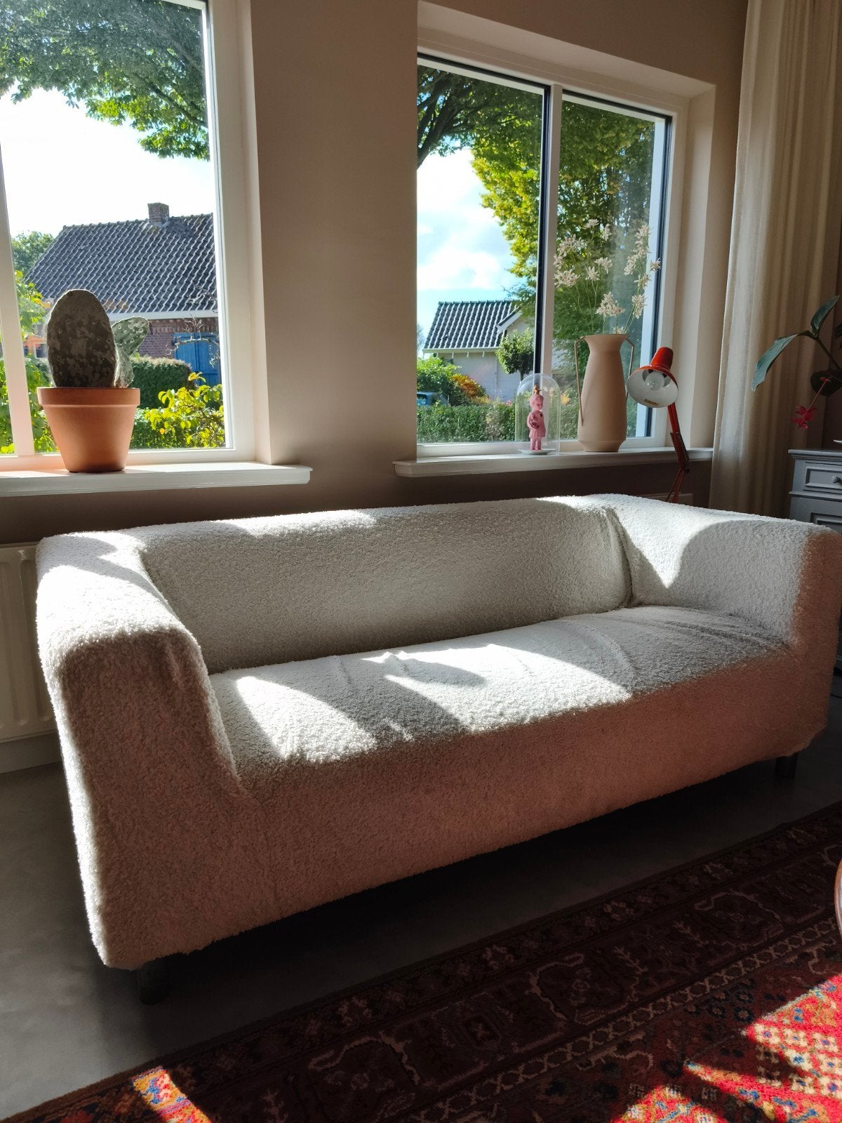 IKEA Klippan 2-zitsbank in teddy stof, Ophalen, Gebruikt, 150 tot 200 cm, Tweepersoons