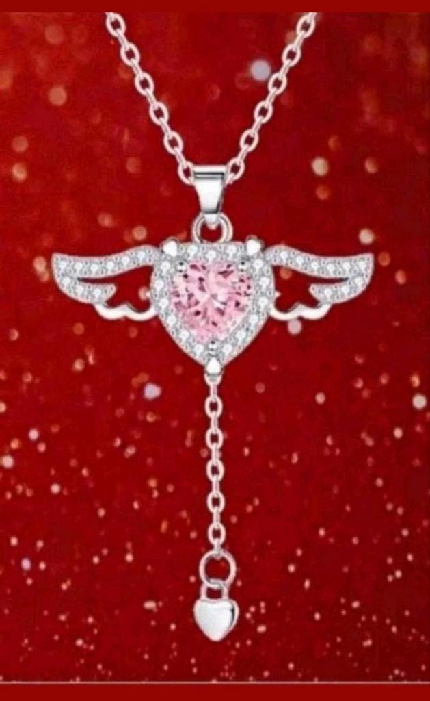 Ketting hart vleugels, Sieraden, Tassen en Uiterlijk, Kettingen, Verzenden, Nieuw, Zilver, Met hanger