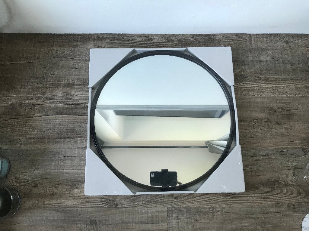 Nieuwe ronde spiegel met zwarte rand, Rond, Nieuw, Ophalen of Verzenden, Minder dan 100 cm