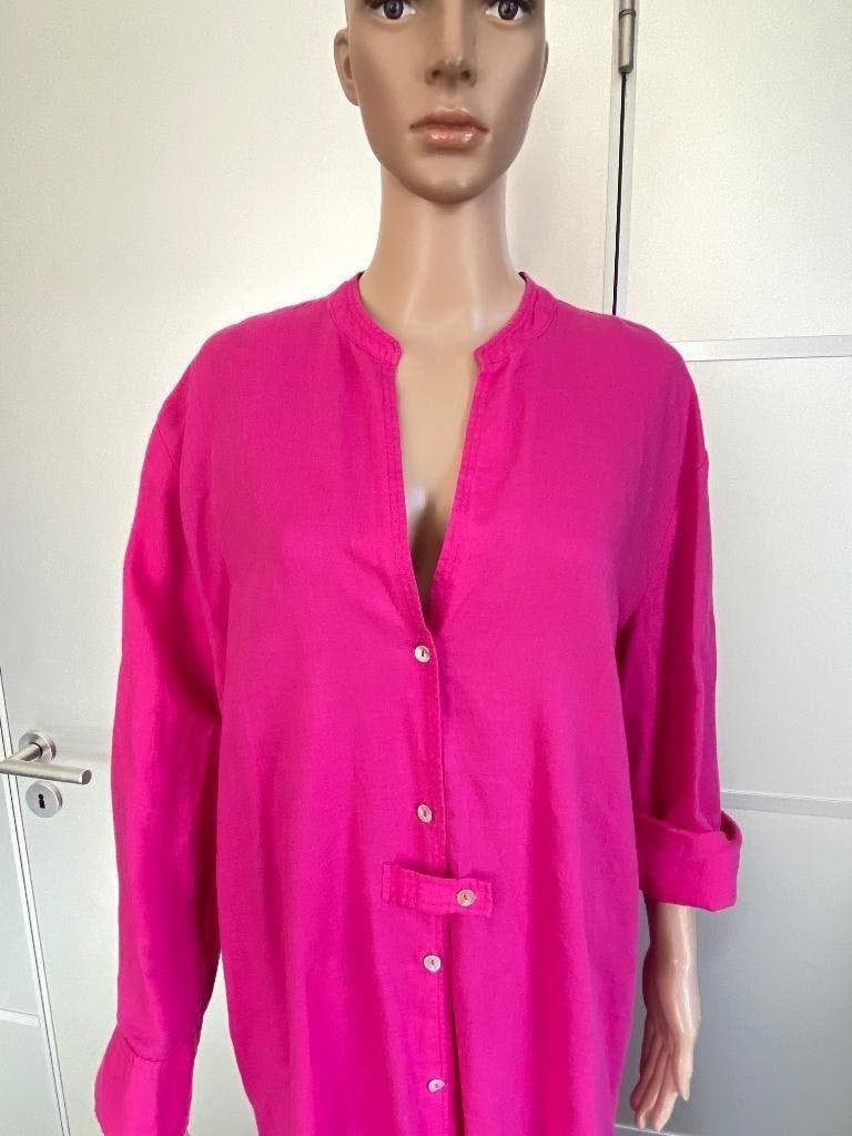 K129 Zara maat M=38/40 lange linnen blouse-jurk maxi roze, Maat 38/40 (M), Zara, Ophalen of Verzenden, Zo goed als nieuw