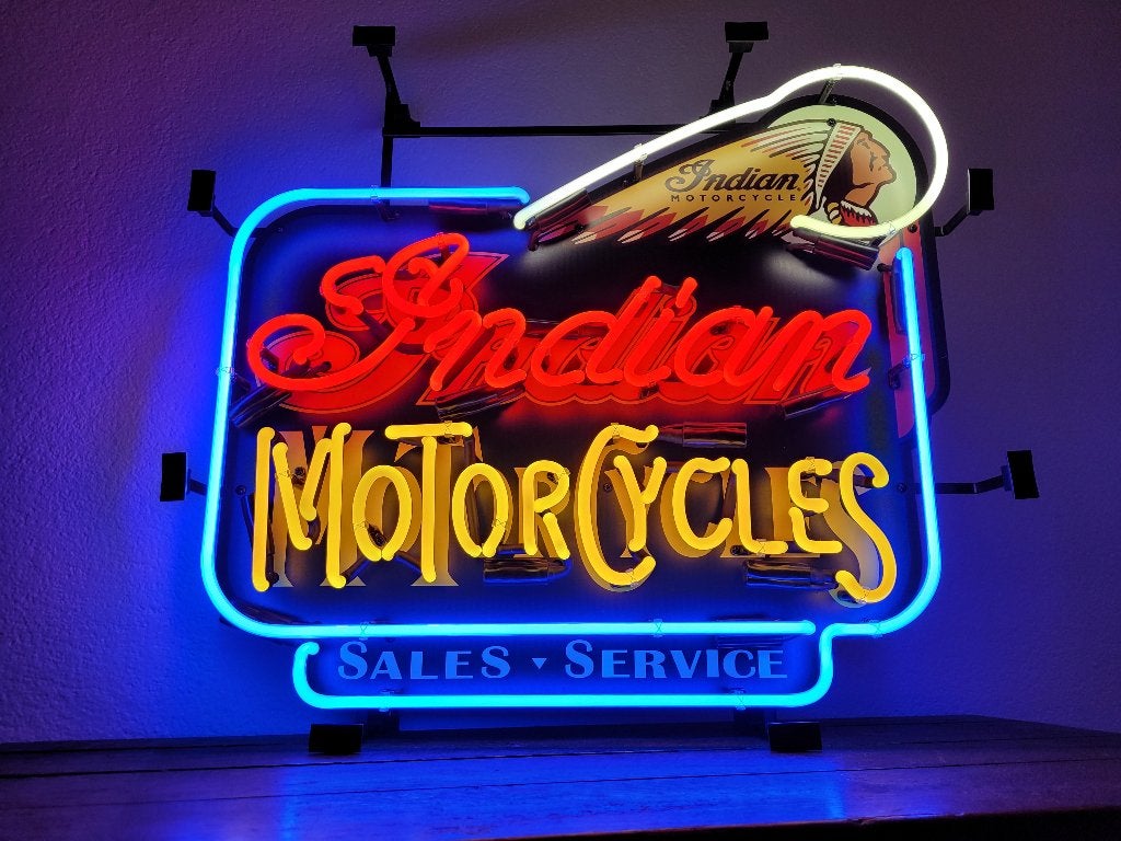 Indian Motor Cycles neon lamp + div. auto neonverlichting, Ophalen, Zo goed als nieuw, Lichtbak of (neon) lamp