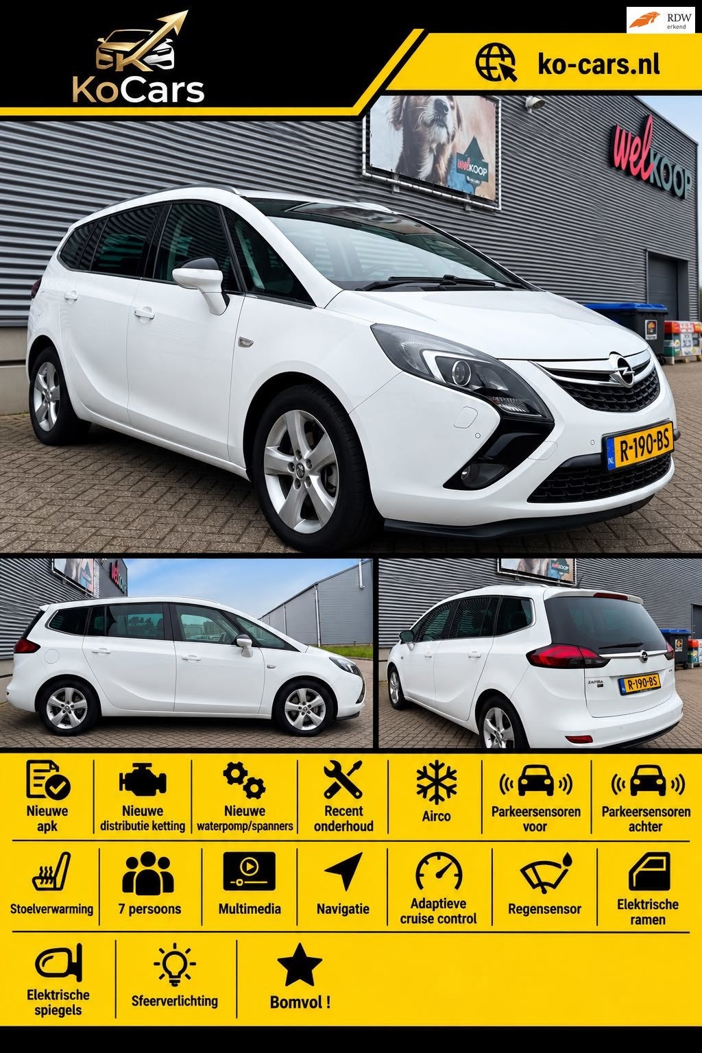 Opel Zafira Tourer / Apk / Nieuwe distributie / 7 persoons /, Auto's, Euro 5, 15 km/l, Gebruikt, 7 stoelen