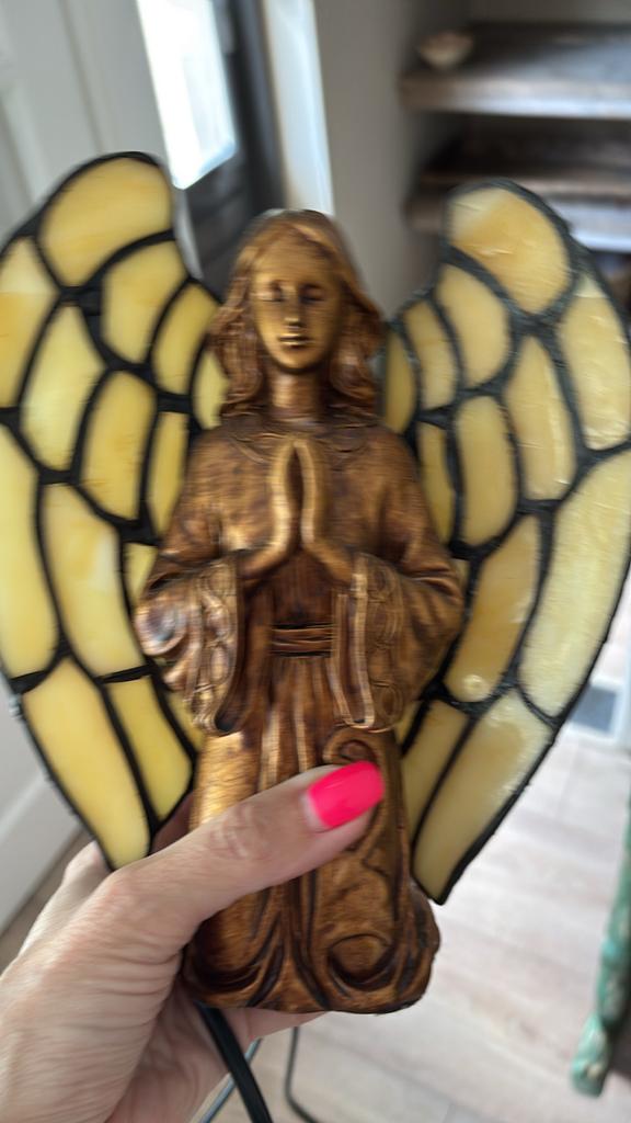 Maria lampje glas in lood - Christelijk lampje, Antiek en Kunst, Antiek | Religie, Ophalen of Verzenden