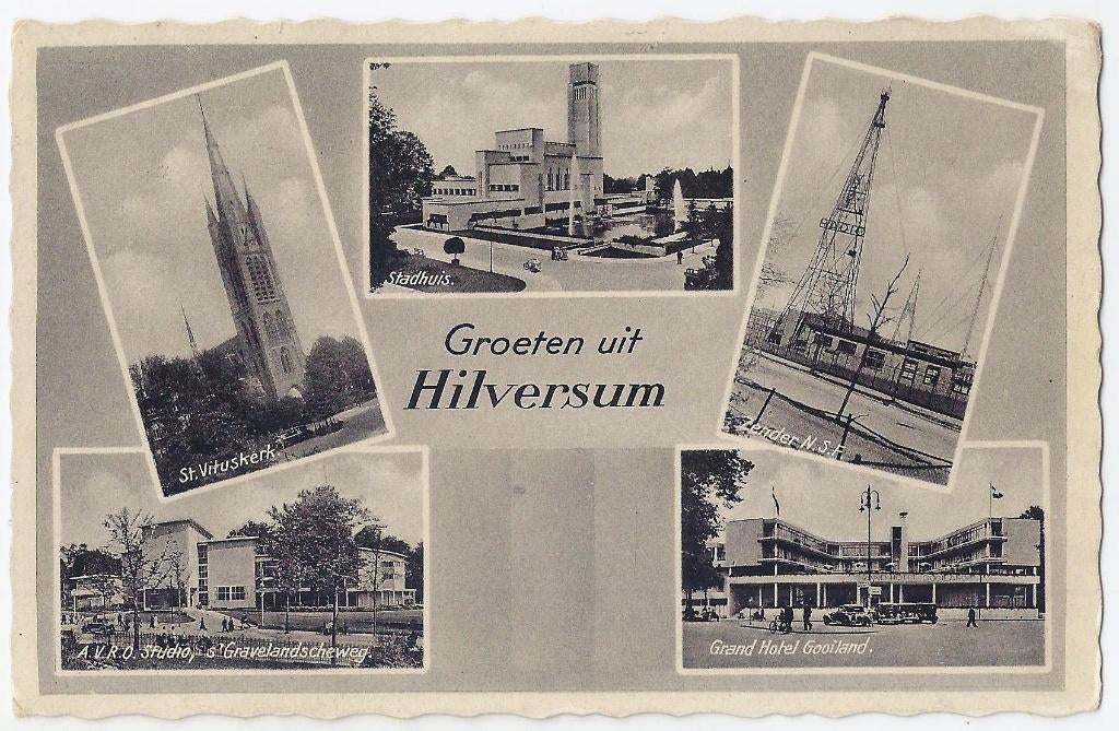 Hilversum 1938 oude gelopen ansichtkaart ( 7869 ), Ophalen of Verzenden, 1940 tot 1960, Gelopen, Noord-Holland