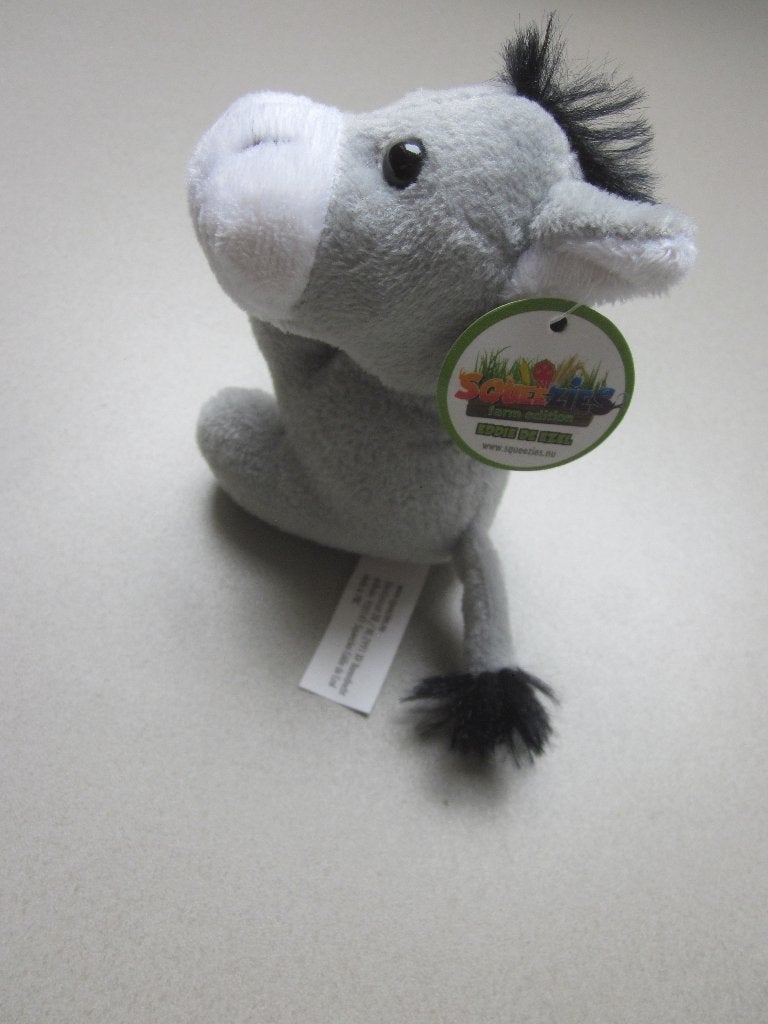 Squeezies eddie de ezel knuffel Farm editie klap handjes, Paard, Overige merken, Overige karakters, Nieuw