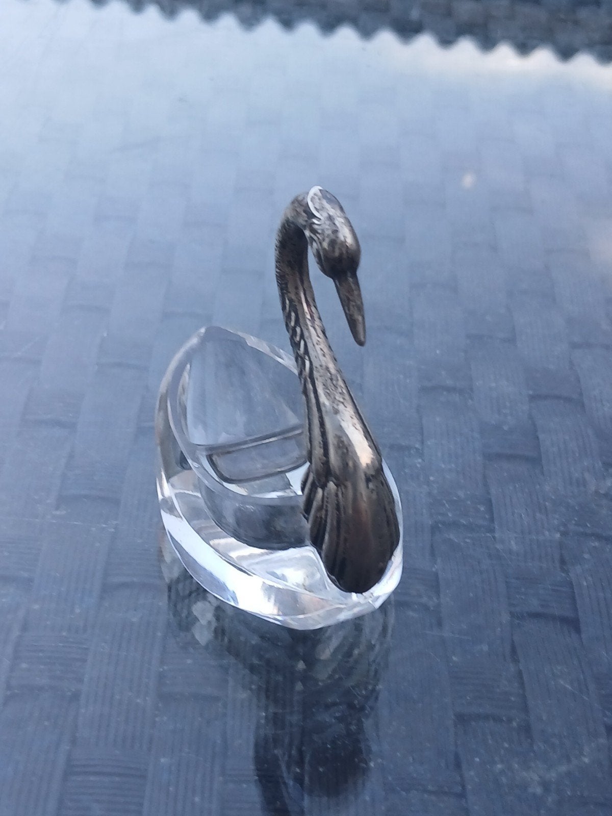 Antieke Zilveren Zwaan Zoutvaatje met Kristal, Antiek en Kunst, Antiek | Goud en Zilver, Verzenden, Zilver